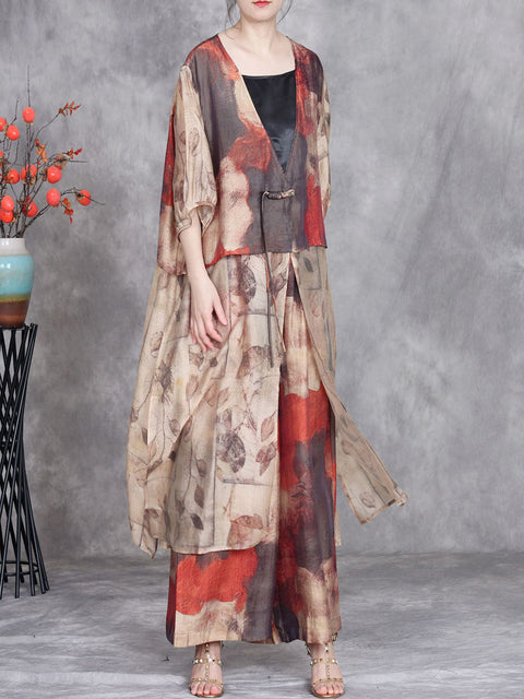 Women Summer Vintage Flower Loose Suits