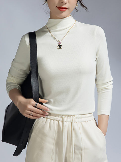 Women Spring Half-Turtleneck Bottom Blouse