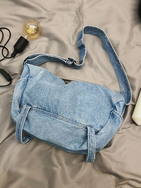 Women Vintage Denim Large Capacity Crossbody Bag