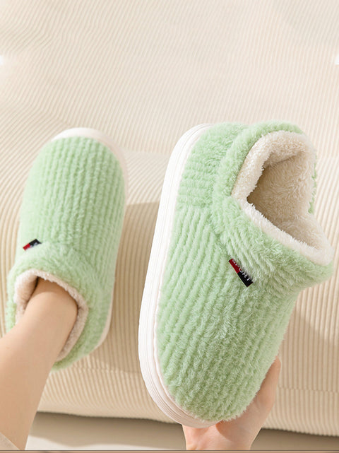 Couple Solid Indoor Warm Fleece Shoes