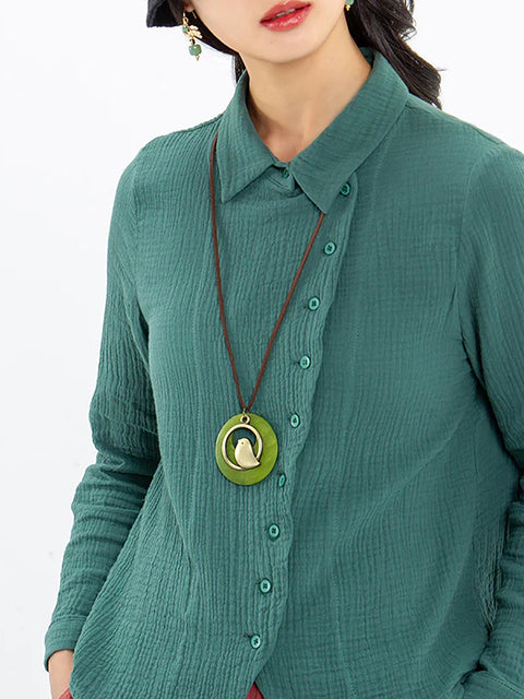 Cute Metal Bird Shape Round Wood Pendant Necklace