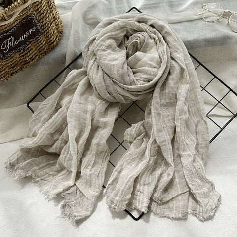 Women Vintage 100%Cotton Stripe Shawl Scarf