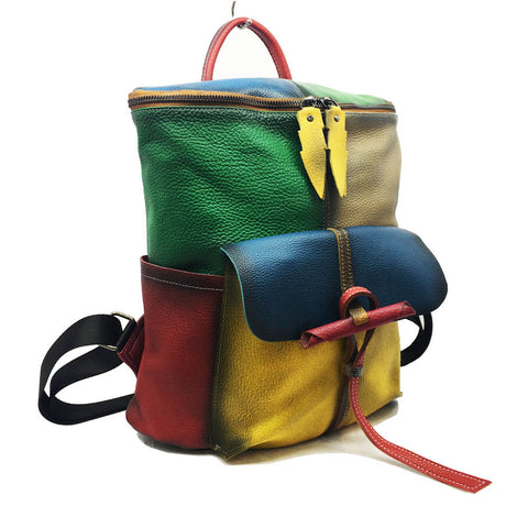 Handcrafted colorful Leather backpack