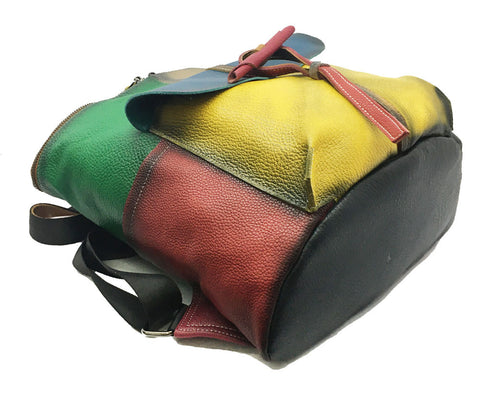 Handcrafted colorful Leather backpack