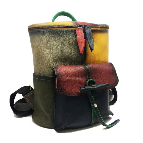 Handcrafted colorful Leather backpack