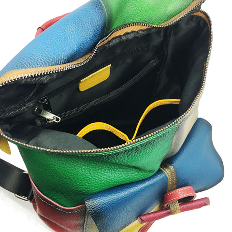 Handcrafted colorful Leather backpack