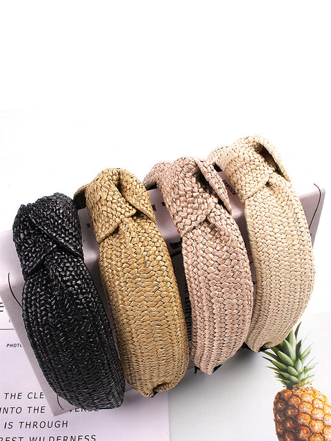 Casual Knot Straw Woven Hair Band - 4 Pieces