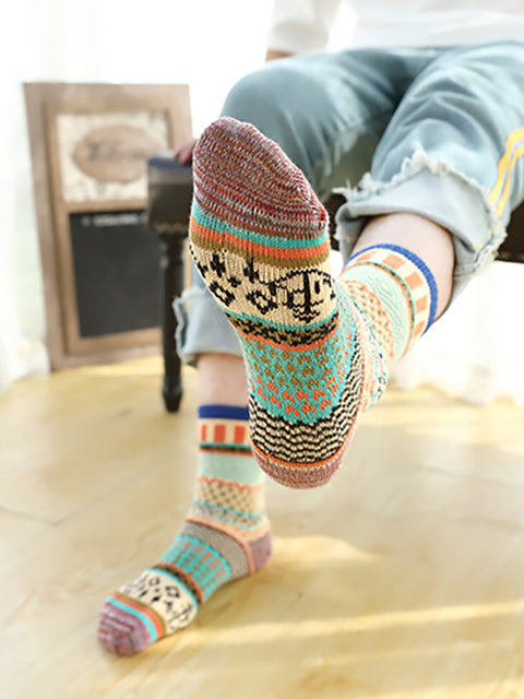 Female Knitted Casual Vintage Thick Warm Cotton Socks