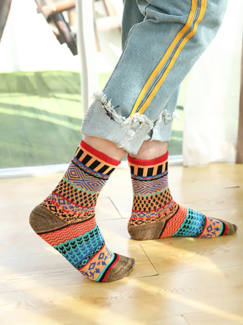 Female Knitted Casual Vintage Thick Warm Cotton Socks