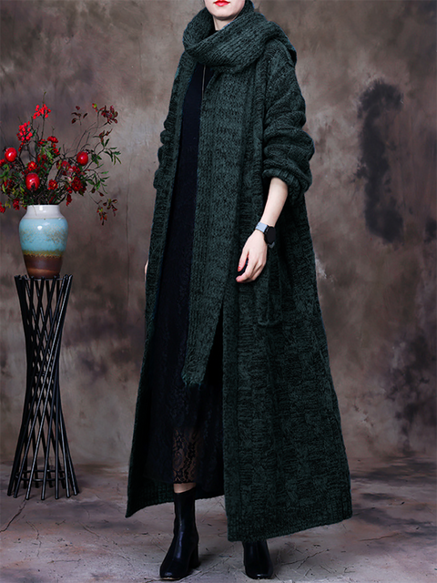 Women Vintage Long Baggy Thick Sweater Coat