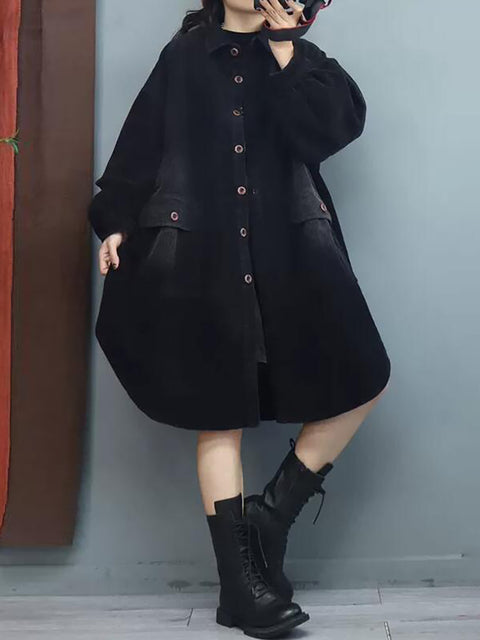 Women Winter Loose Lantern Sleeve Mid Length Coat